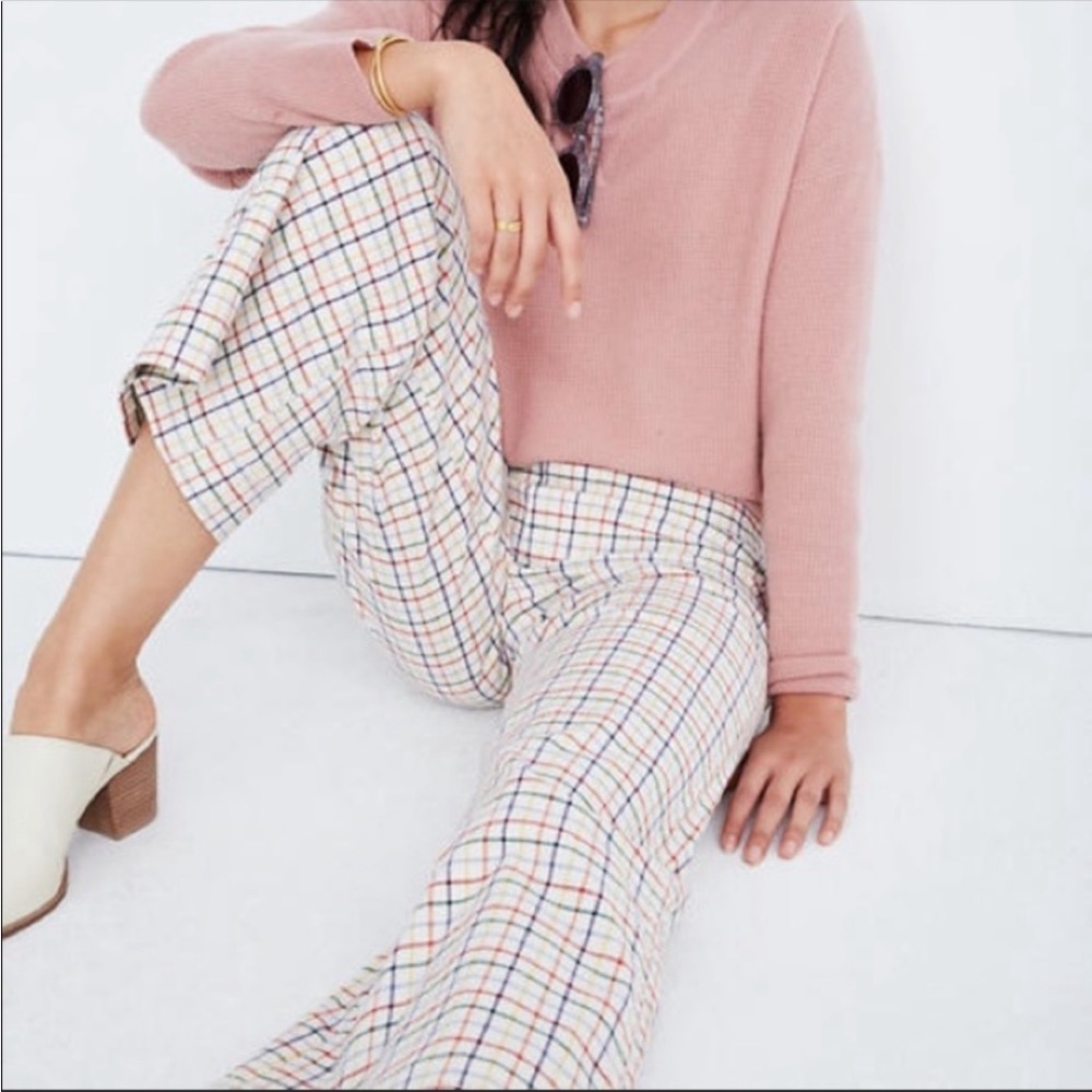 Madewell Emmett High Rise Wide Leg Crop Pants Multicolored Rainbow Cream